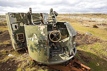 A left over artillery battery from the Falklands conflict on the outskirts of Port Stanley, Falkland Islands.