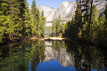 The Merced River in the Yosemite alley, near Yosemite village, California, USA.