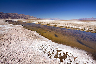 Saline creeks in Death Valley which is the lowest, hottest, driest place in the USA, with an average annual rainfall of around 2 inches, some years it does not receive any rain at all.