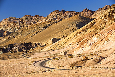 Colourful rocks from Artists Drive in Death Valley which is the lowest, hottest, driest place in the USA, with an average annual rainfall of around 2 inches, some years it does not receive any rain at all.