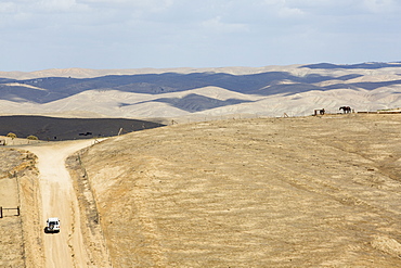 Drought parched ranchland in Bakersfield, California, USA. Following an unprecedented four year long drought, Bakersfield is now the driest city in the USA.