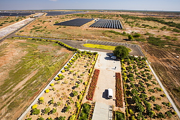 Asia's largest solar popwer station, the Gujarat Solar Park, in Gujarat, India. It has an installed capacity of 1000 MW