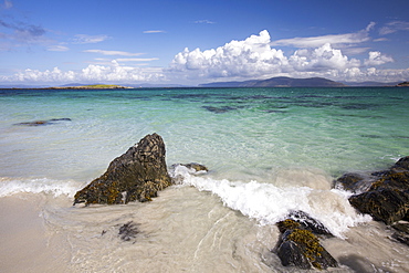 White sand beaches and clean seas on the north coast of Iona, off Mull, Scotland, UK.