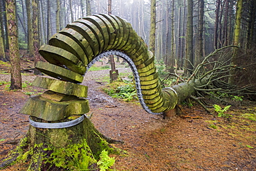 The Pendle Sculpture Trail in Aitken wood, near Clitheroe, Lancashire, UK.