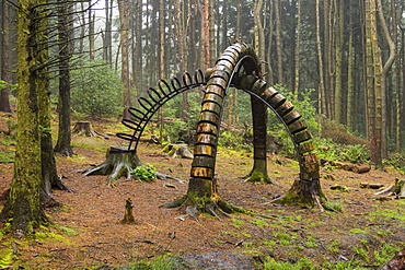 The Pendle Sculpture Trail in Aitken wood, near Clitheroe, Lancashire, UK.