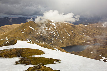 Looking towards Meall Garbh a Munro on the side of Ben Lawers above Loch Tay in the Scottish Highlands, UK.