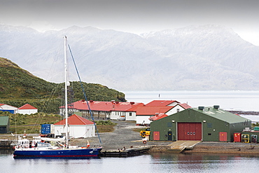 The British Antarctic Survey base at  Grytviken on South Georgia in the Southern Ocean.