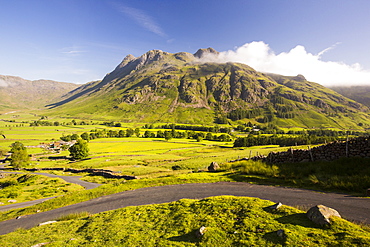 The Langdale Pikes in the Langdale valley, Lake District, UK.