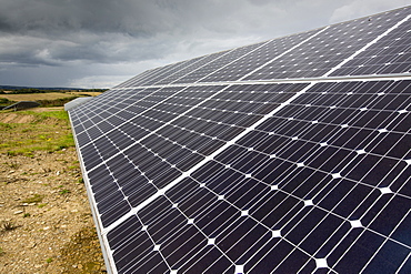 A solar park at Wheal Jane an old abandoned Cornish tin mine near Redruth, UK, that is rediscovering itself as a renewable energy hub.