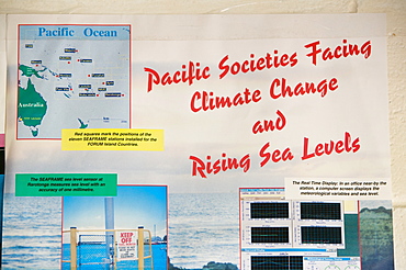 Poster about sea level rise on Funafuti, Tuvalu, Pacific