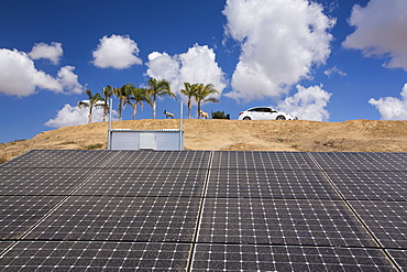 Solar panels in Bakersfield, California, USA. following the four year long drought, Bakersfield is now the driest city in the USA.