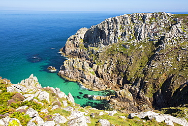 Granite sea cliffs at Bosigran on Cornwall's North Coast, UK.