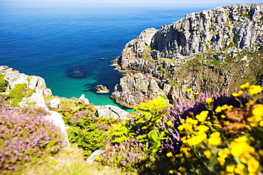 Granite sea cliffs at Bosigran on Cornwall's North Coast, UK.