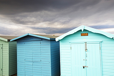 Beach huts in Brightlingsea, Essex, UK.