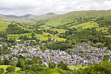 Looking down on Ambleside in the Lake District, Cumbria, UK.