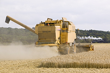 A combine harvester in Weybourne, Norfolk, England, United Kingdom, Europe