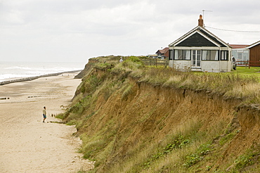 Beach near Happisburgh on the fastest eroding section of the UK coast, Norfolk, England, United Kingdom, Europe