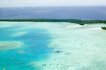 Funafuti Atoll from the air threatened by global warming induced sea level rise, Tuvalu, Pacific