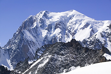 Mont Blanc above Chamonix, Haute Savoie, France, Europe