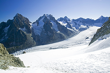 The rapidly melting Mer Du Glace, Chamonix, Haute Savoie, France, Europe