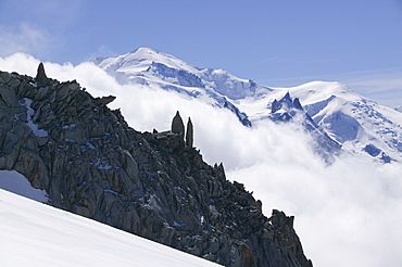 Mont Blanc form the Grand Montets above Chamonix, Haute Savoie, France, Europe