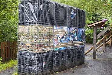 Rubbish thrown out by an average household in one year at the Centre for Alternative Technology in Machylleth, Wales, United Kingdom, Europe