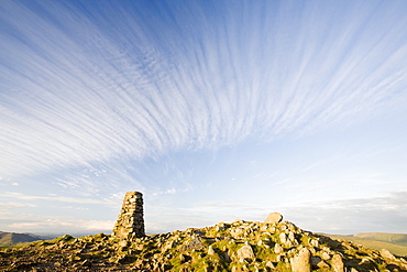 Trig Point on the summit of Red Screes in the Lake District, Cumbria, England, United Kingdom, Europe