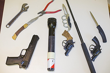 Illegal weapons seized by Cumbria Police, Cumbria, England, United Kingdom, Europe