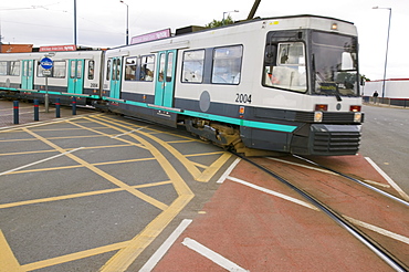 A tram in Salford, Manchester, England, United Kingdom, Europe