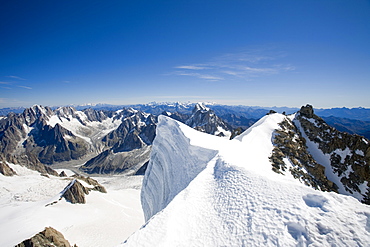 The summit of the 4000 metre peak of Mont Blanc du Tacul above Chamonix, Haute Savoie, France, Europe