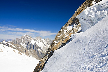 The 4000 metre peak of Mont Blanc Du Tacul above Chamonix, Haute Savoie, France, Europe