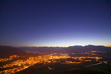 Keswick and Borrowdale at night from Latrigg, Lake District National Park, Cumbria, England, United Kingdom, Europe