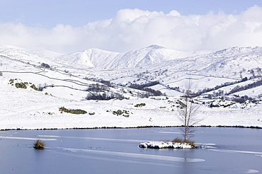 Snowfall over Kentmere Fells, Lake District National Park, Cumbria, England, United Kingdom, Europe