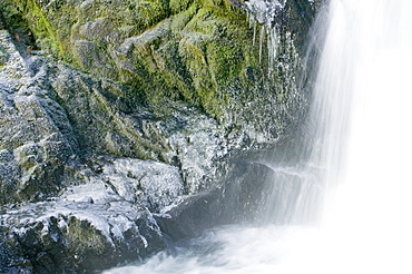 Icicles at Skelwyth Force near Ambleside, Lake District, Cumbria, England, United Kingdom, Europe