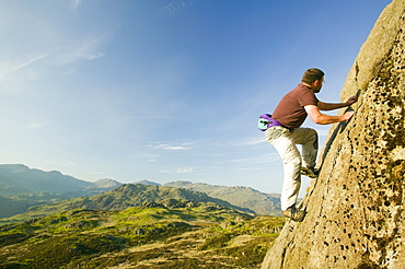 A climber on Harter Fell, Lake District, Cumbria, England, United Kingdom, Europe