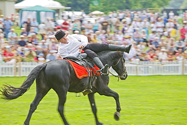 Cossack horse rider at the Holker countryside Festival in Cumbria, England, United Kingdom, Europe