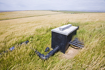 Capturing methane from an old land fill rubbish dump on Walney Island near Barrow in Furness to convert to green electricity, Cumbria, England, United Kingdom, Europe