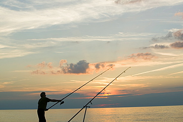 Sea fishing off Weybourne in Norfolk, England, United Kingdom, Europe