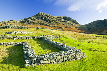 Hardknott Roman Fort on Hardknott Pass in the Lake District, Cumbria, England, United Kingdom, Europe