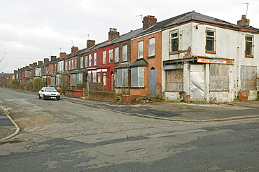 Derelict houses in Manchester, England, United Kingdom, Europe