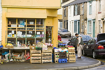 An Asian corner shop in Burnley, Lancashire, England, United Kingdom, Europe