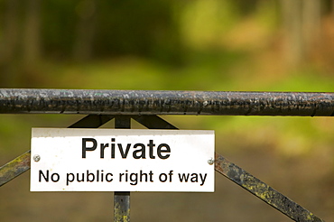 A private sign on a gate, United Kingdom, Europe