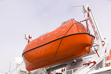 A lifeboat on a passenger ferry in Ilulissat on Greenland's west coast, Greenland, Polar Regions