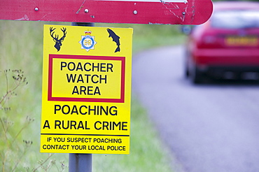 Poacher watch signs at Levens, Cumbria, England, United Kingdom, Europe