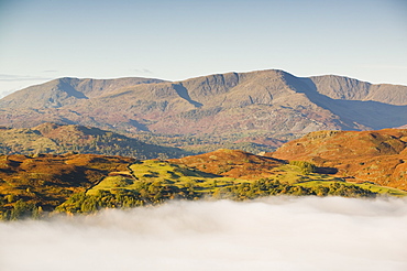 A temperature inversion leading to valley mists, Ambleside, Lake District, Cumbria, England, United Kingdom, Europe