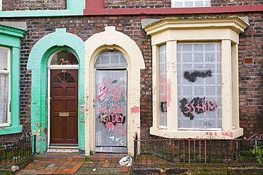 Boarded up houses in the Kensington area of Liverpool, Merseyside, England, United Kingdom, Europe