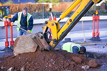 Road works in Ambleside, Cumbria, England, United Kingdom, Europe