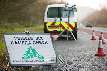 DVLA checking cars for current car tax licence in Cumbria, England, United Kingdom, Europe