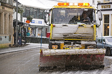 A snow plough in Ambleside, Cumbria, England, United Kingdom, Europe