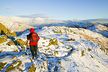 Walker on Steel fell in the Lake District, Cumbria, England, United Kingdom, Europe